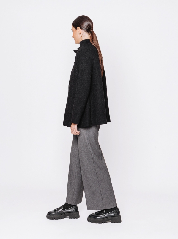 Flared jacket in boiled wool