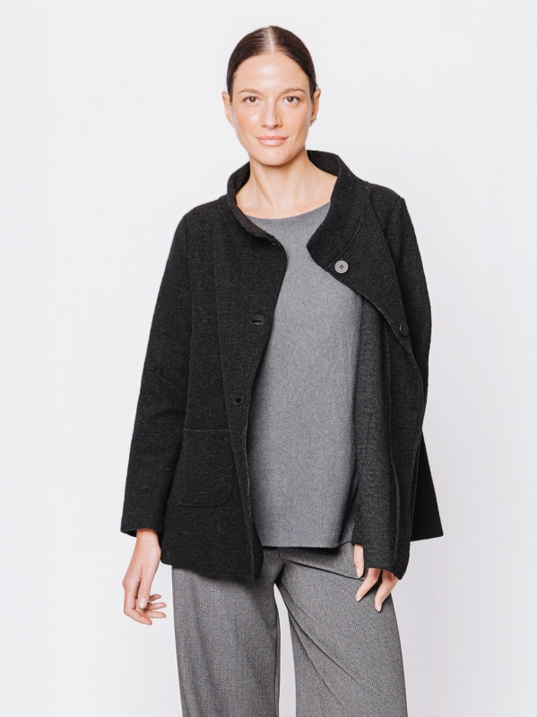 Flared jacket in boiled wool