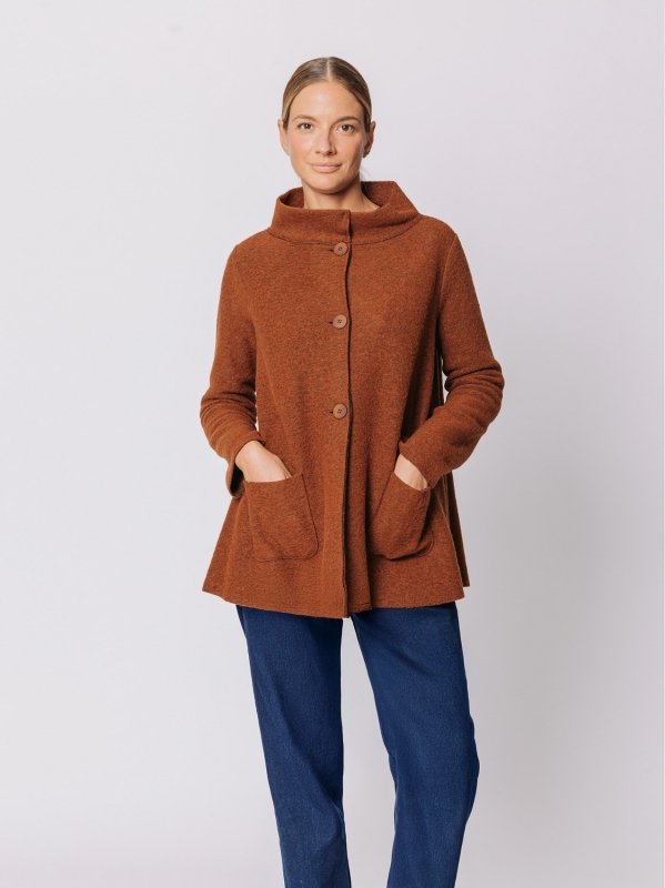 Giacca svasata in lana cotta