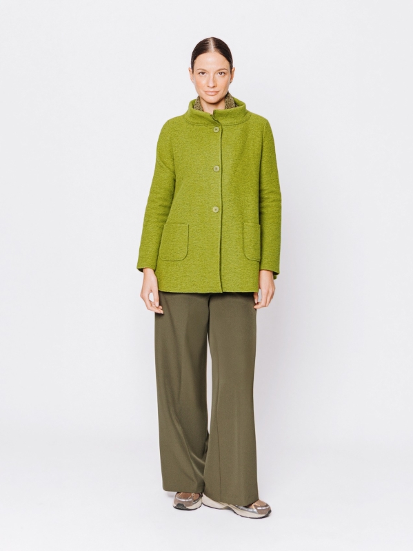 Flared jacket in boiled wool