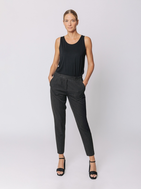Pantalone gessato nero slim | Martino Midali
