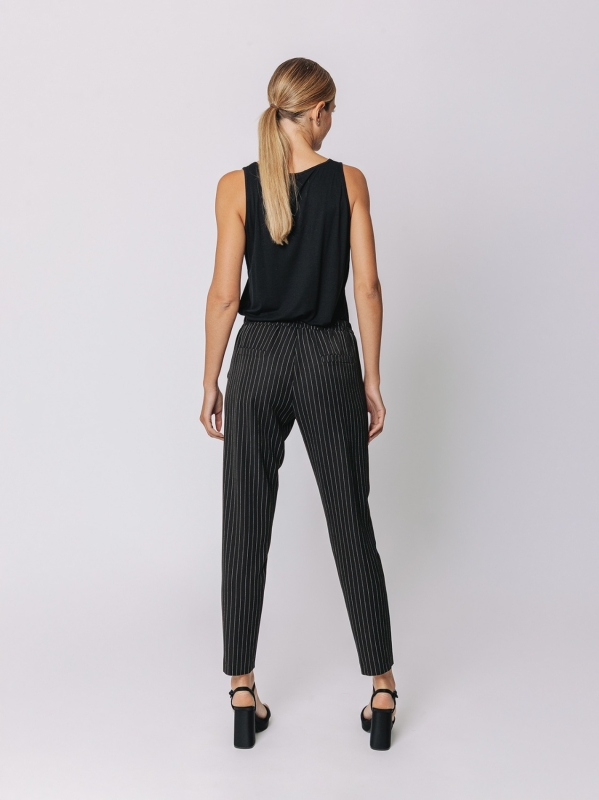 Pantalone gessato nero slim | Martino Midali