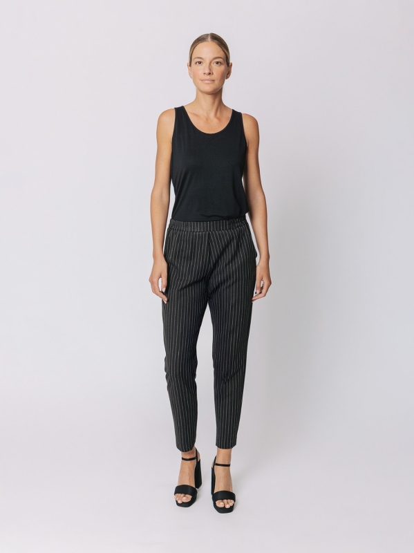 Pantalone gessato nero slim | Martino Midali
