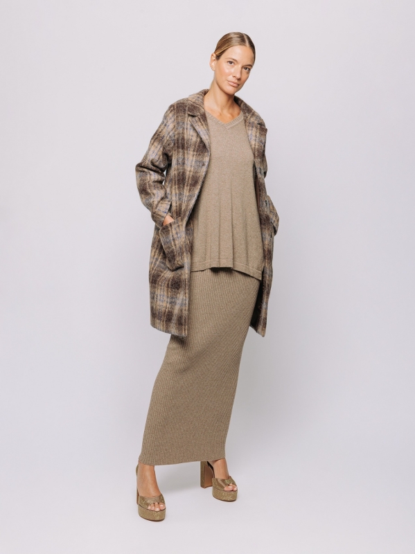 Cappotto a quadri in lana e alpaca | Martino Midali