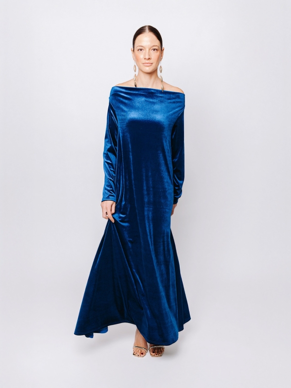 Abito lungo in velluto