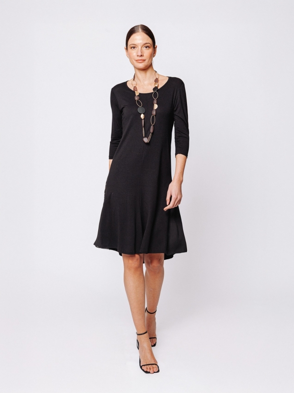 Abito corto in jersey e chiffon