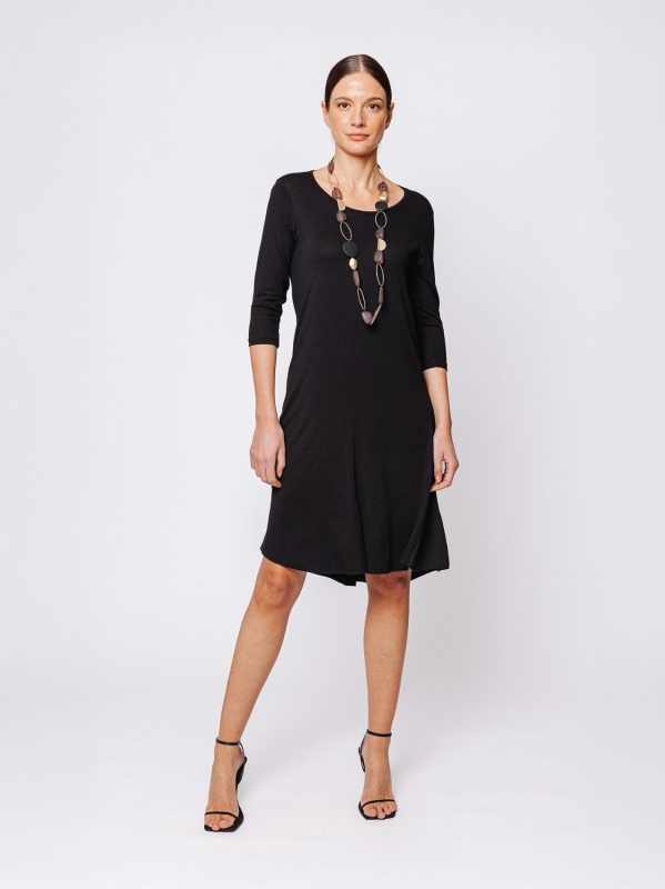 Abito corto in jersey e chiffon