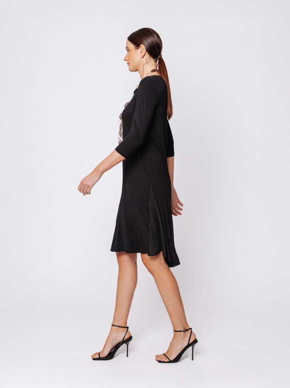 Abito corto in jersey e chiffon