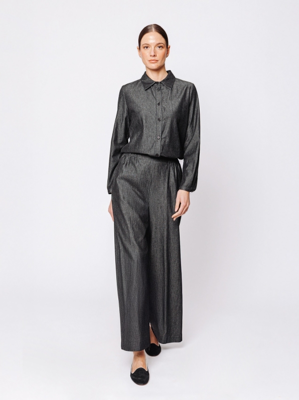 Martino Midali clown trousers in chambray jeans