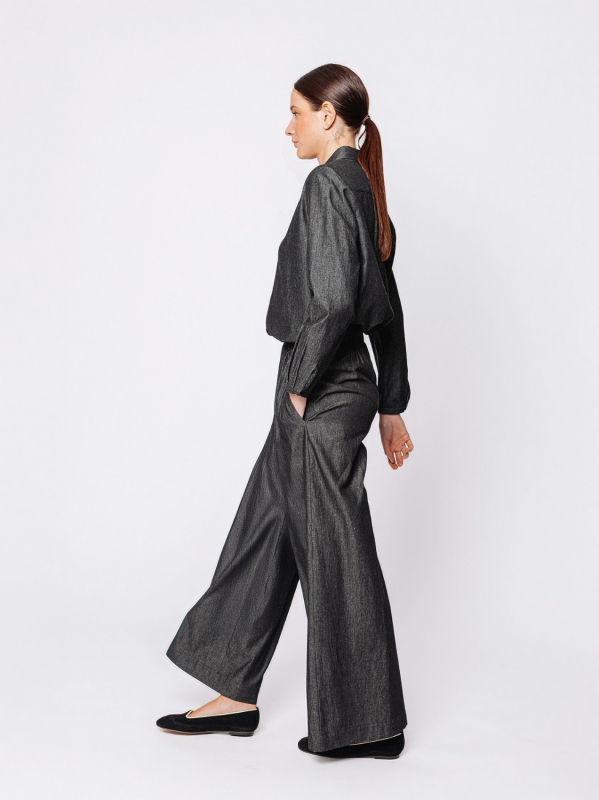 Martino Midali clown trousers in chambray jeans