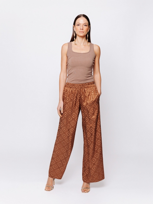 Pantalone palazzo in jacquard geometrico