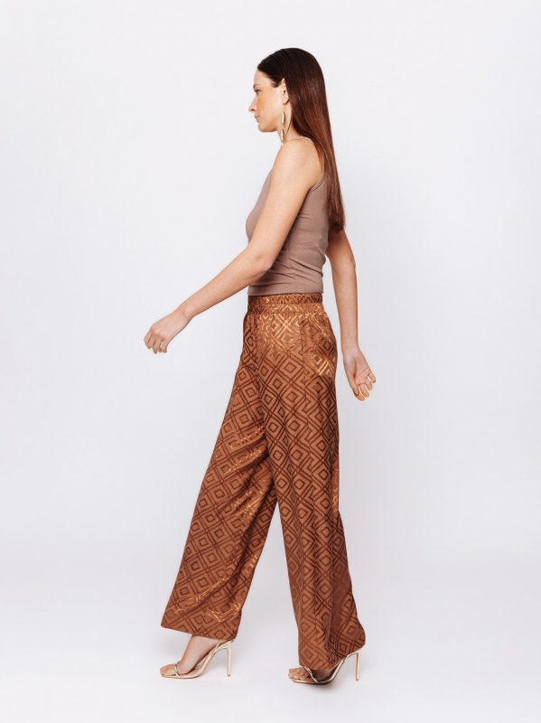 Pantalone palazzo in jacquard geometrico