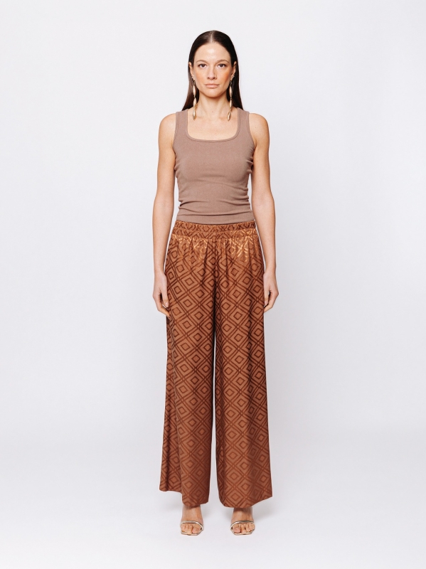 Pantalone palazzo in jacquard geometrico
