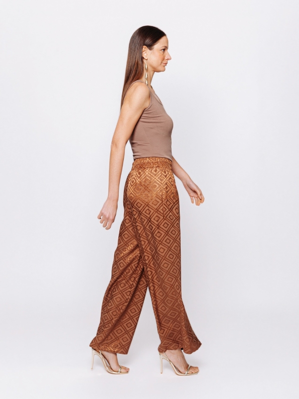 Pantalone palazzo in jacquard geometrico