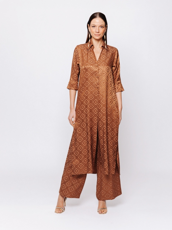 Camicia lunga in jacquard geometrico