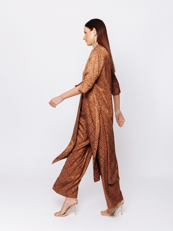 Camicia lunga in jacquard geometrico