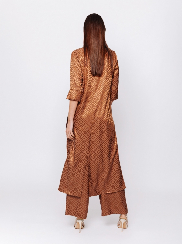 Camicia lunga in jacquard geometrico