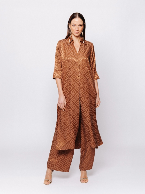 Camicia lunga in jacquard geometrico