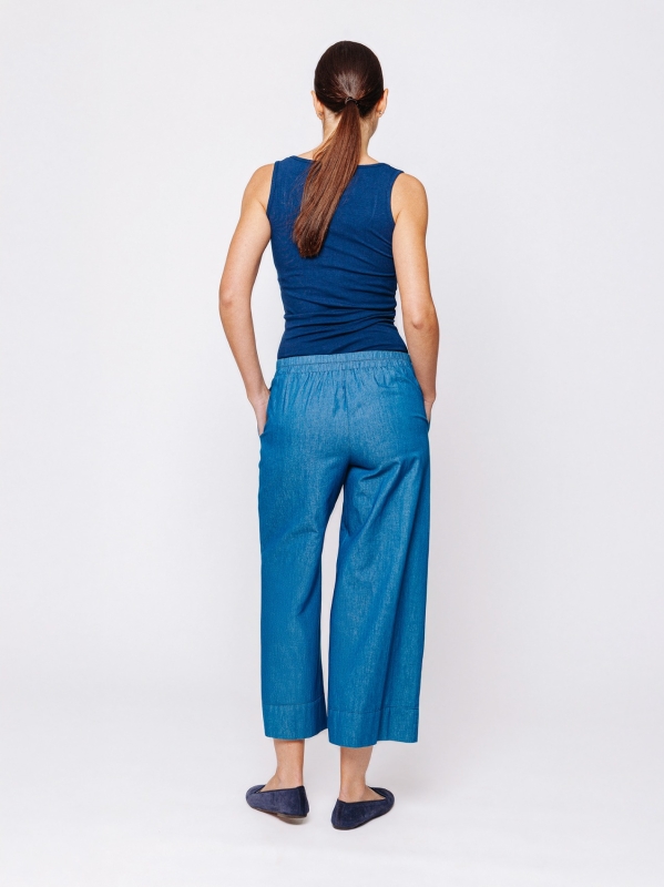 Palazzo short trousers in chambray jeans