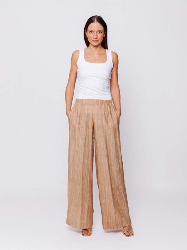 Pantalone Palazzo in Viscosa Texture Marmorizzata