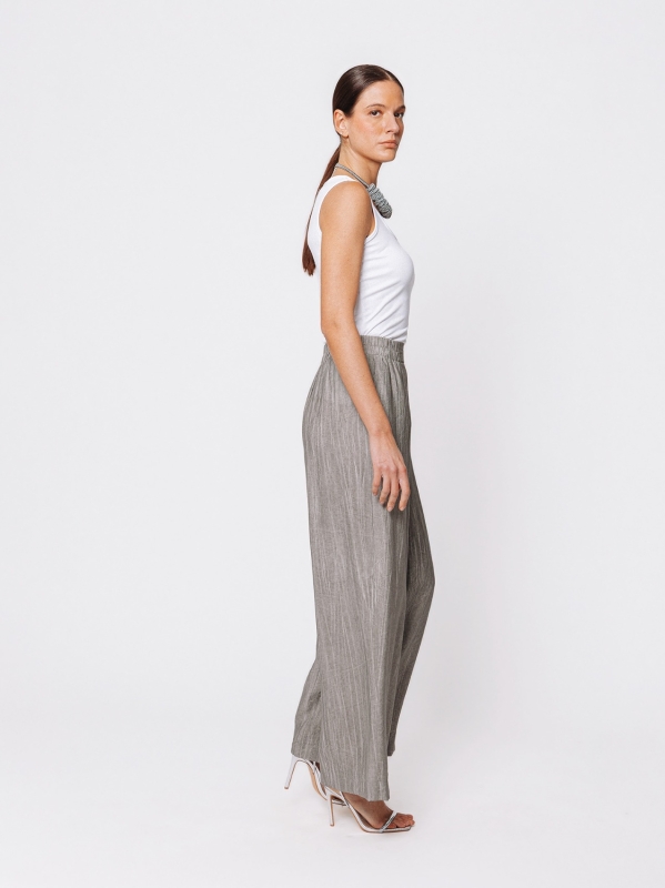 Pantalone Palazzo in Viscosa Texture Marmorizzata