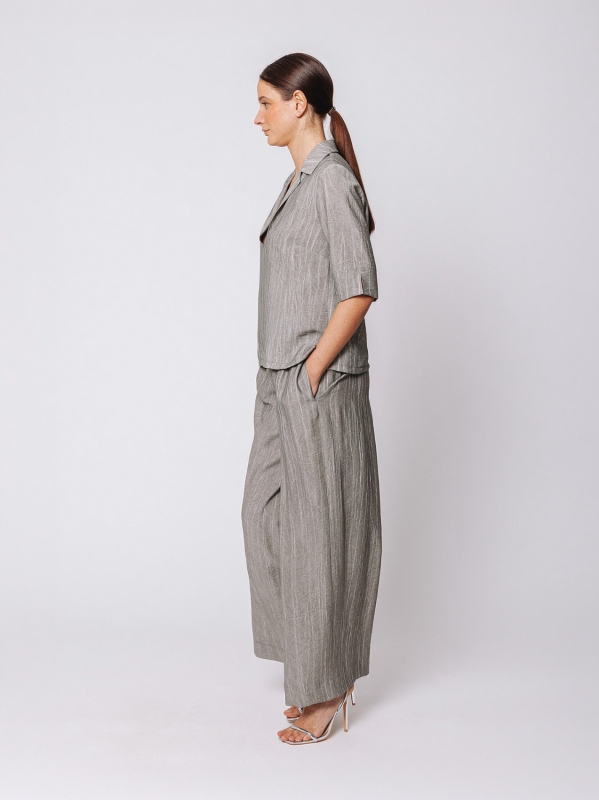 Flared Blouse in Viscose with Marbled Texture