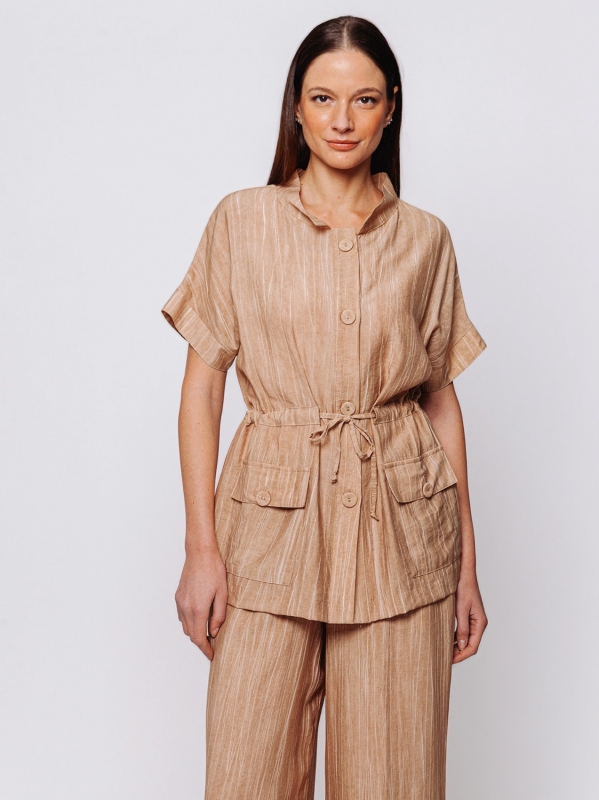 Giacca con Coulisse in Viscosa texture marmorizzata