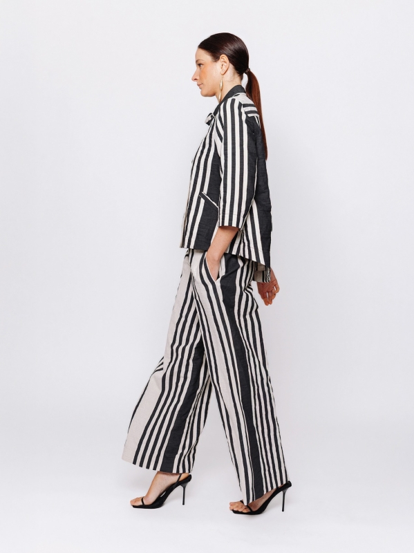 Giacca rigata in jacquard lino e cotone Martino Midali