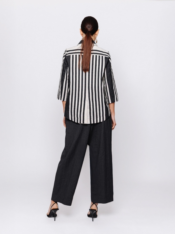 Giacca rigata in jacquard lino e cotone Martino Midali