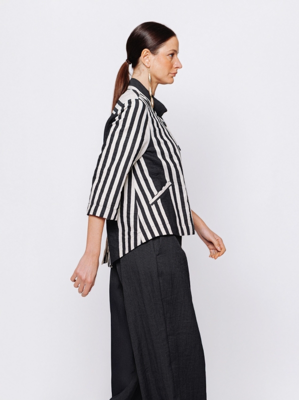 Giacca rigata in jacquard lino e cotone Martino Midali