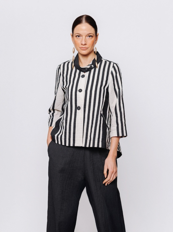 Giacca rigata in jacquard lino e cotone Martino Midali