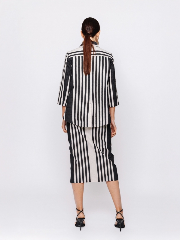 Giacca rigata in jacquard lino e cotone Martino Midali