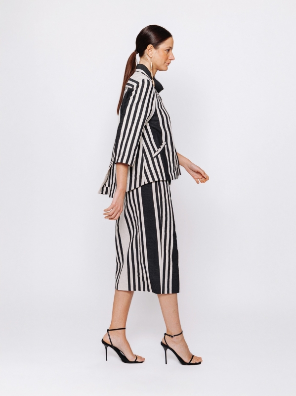 Giacca rigata in jacquard lino e cotone Martino Midali