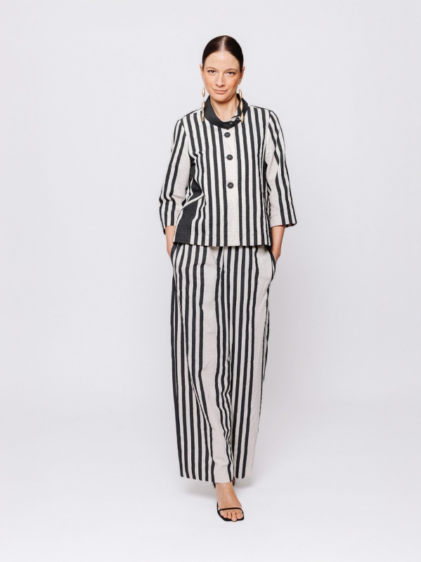 Giacca rigata in jacquard lino e cotone Martino Midali