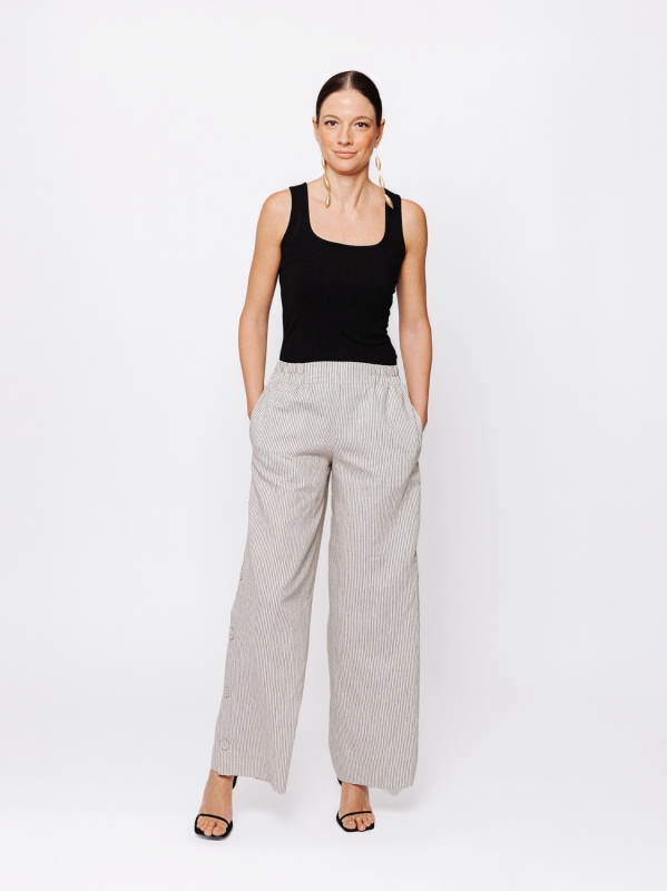 Pantalone Palazzo con Bottoni Laterali Orizzonti Leggeri