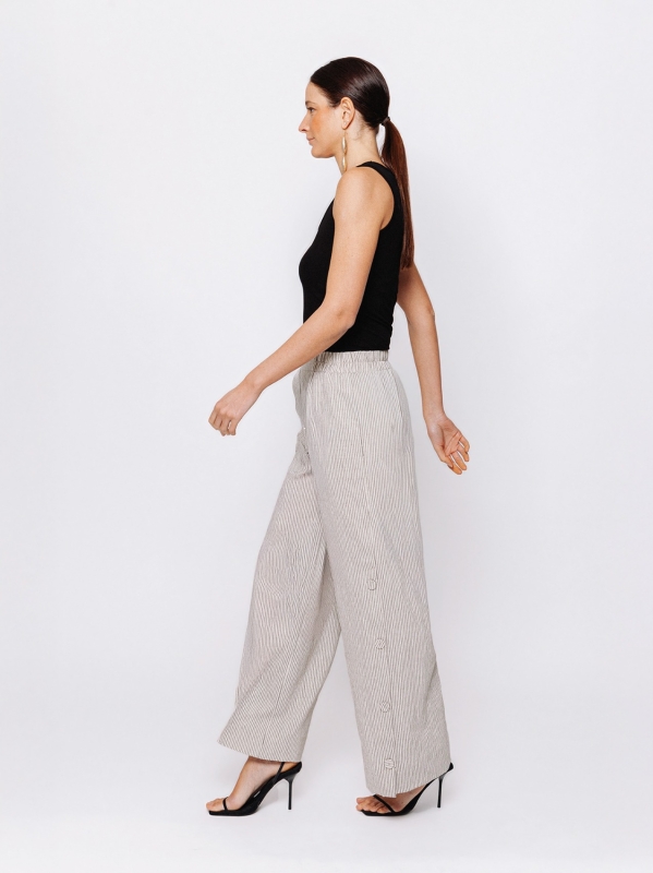 Pantalone Palazzo con Bottoni Laterali Orizzonti Leggeri