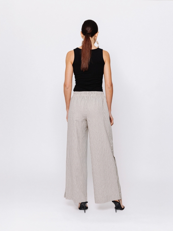 Pantalone Palazzo con Bottoni Laterali Orizzonti Leggeri