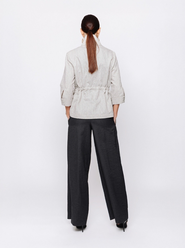 Giacca Sahariana in Jacquard Lino e Cotone Orizzonti Leggeri