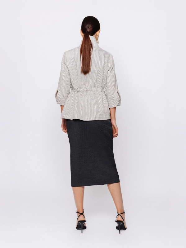 Giacca Sahariana in Jacquard Lino e Cotone Orizzonti Leggeri