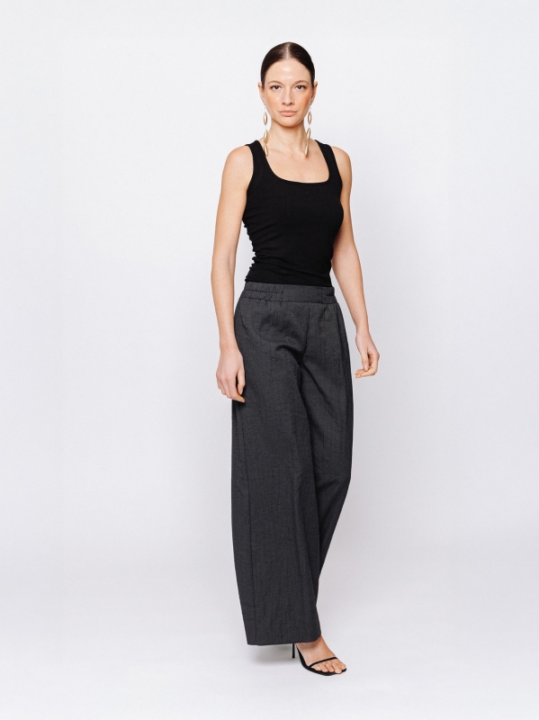 Pantalone palazzo in jacquard lino e cotone Martino Midali