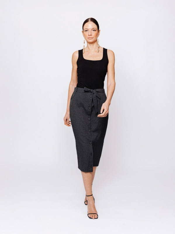 Gonna midi in jacquard lino e cotone Martino Midali