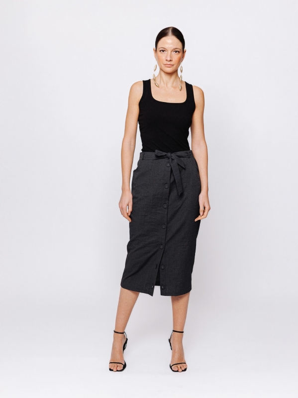 Gonna midi in jacquard lino e cotone Martino Midali