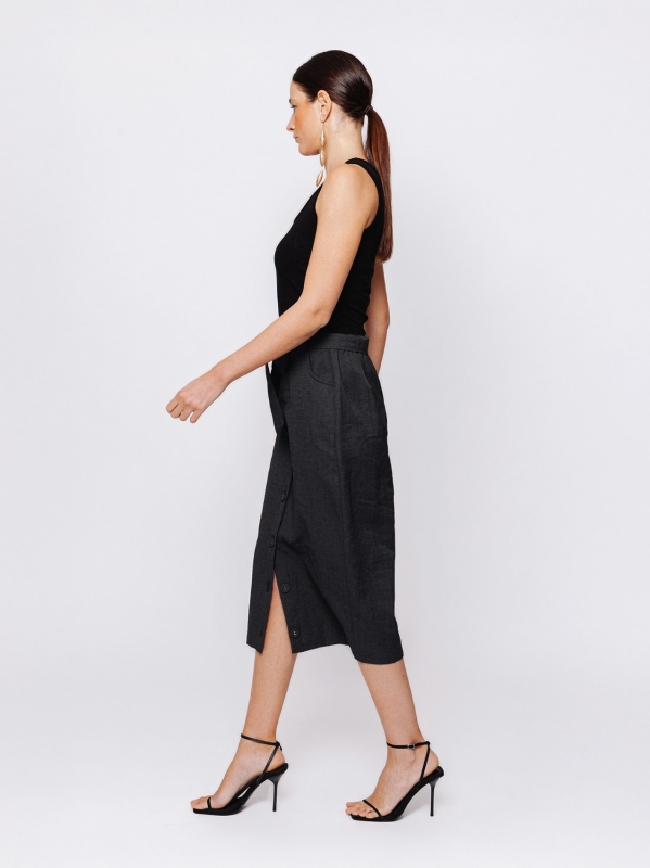 Gonna midi in jacquard lino e cotone Martino Midali