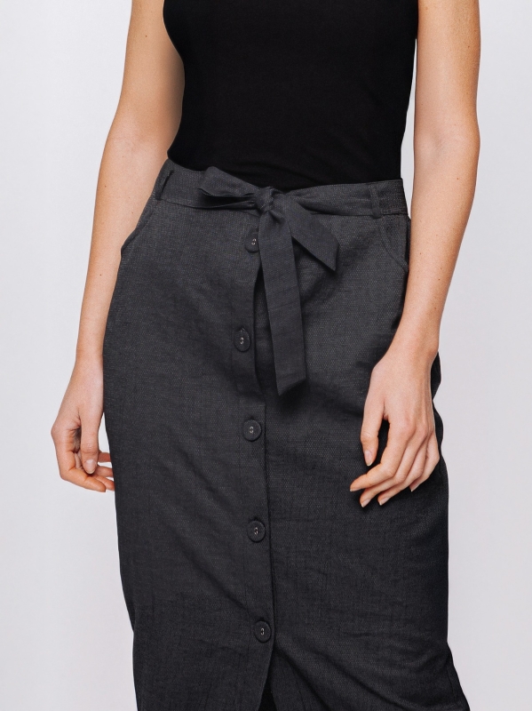 Gonna midi in jacquard lino e cotone Martino Midali