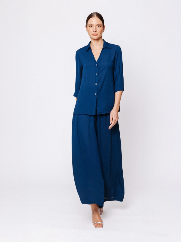 Camicia fluida in tripla georgette