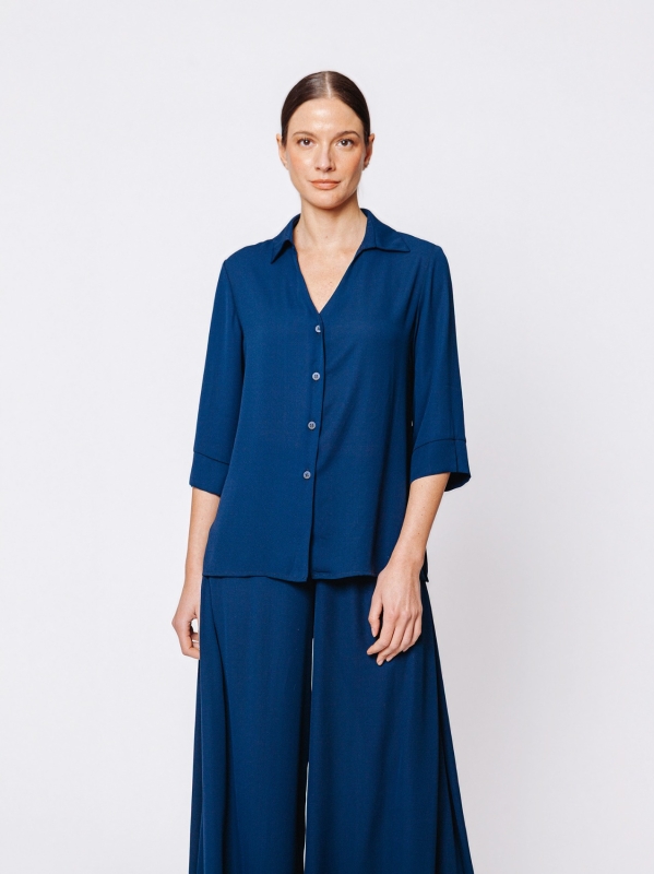 Camicia fluida in tripla georgette