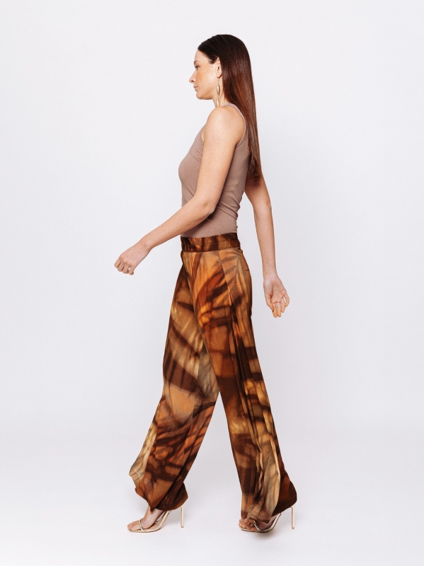 Pantalone Palazzo in Viscosa Stampata “Terre in Movimento”