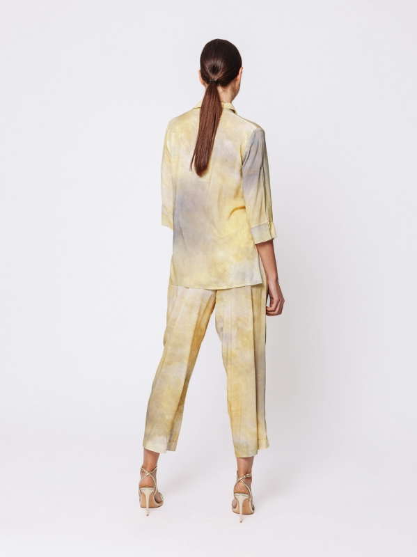 “Mineral Light” Printed Viscose Flared Shirt