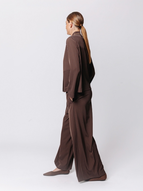 Boxy Pinstripe Jacket with Diagonal Cut