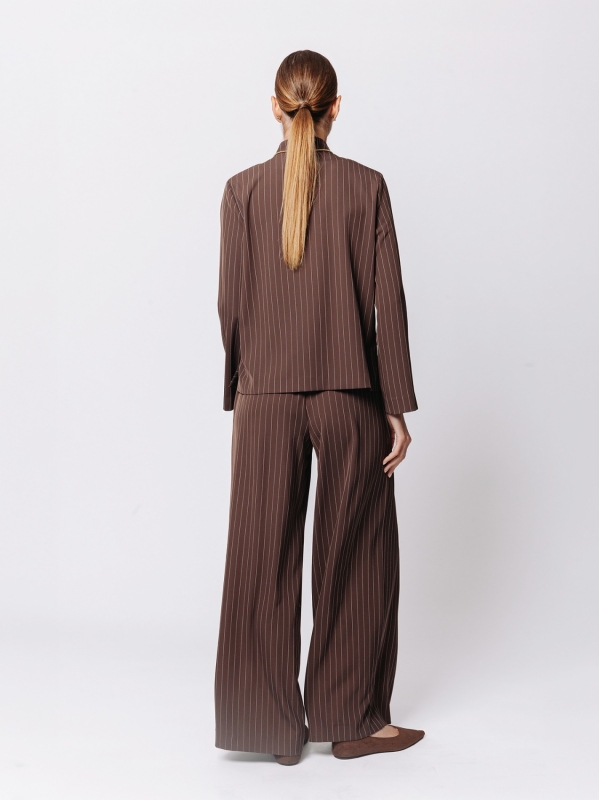 Boxy Pinstripe Jacket with Diagonal Cut